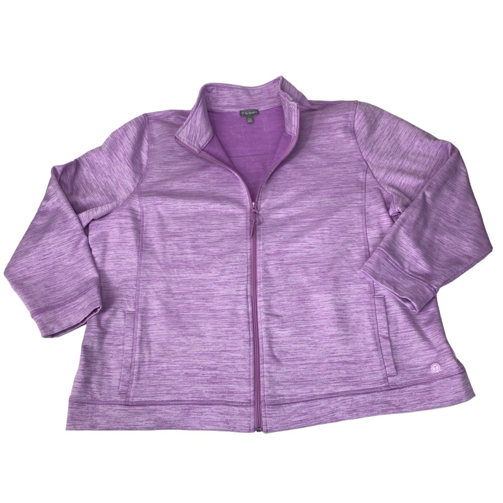 T for Talbots Sweatshirt Size 3X P Plus Petite Full Zip Heathered Lilac Purple - Picture 3 of 12